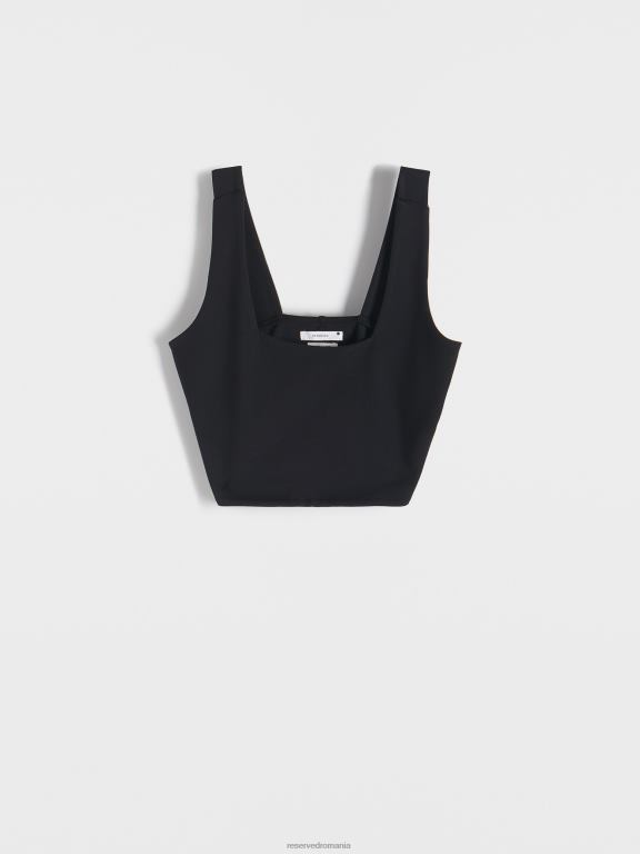 negru Reserved femei îmbrăcăminte crop top simplu 648HZ493