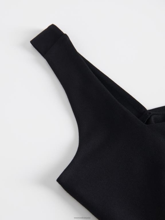negru Reserved femei îmbrăcăminte crop top simplu 648HZ493
