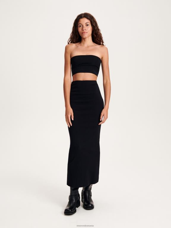 negru Reserved femei îmbrăcăminte crop top simplu 648HZ504