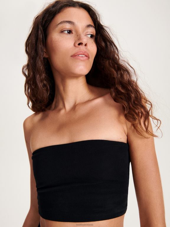negru Reserved femei îmbrăcăminte crop top simplu 648HZ504