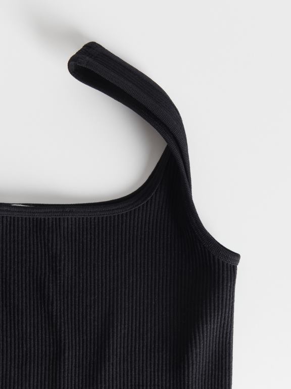 negru Reserved femei îmbrăcăminte crop top tricot în coastă 648HZ507