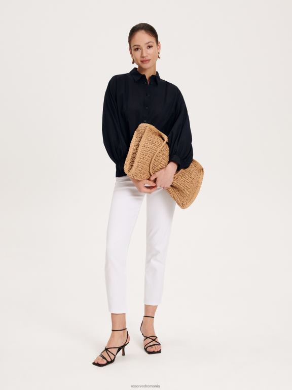 negru Reserved femei îmbrăcăminte cămașă din bumbac 648HZ354