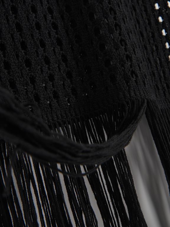 negru Reserved femei îmbrăcăminte fusta cu franjuri 648HZ864