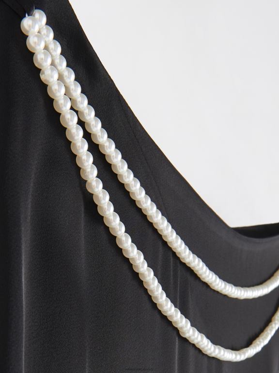 negru Reserved femei îmbrăcăminte fusta cu margele decorative sidefate 648HZ862