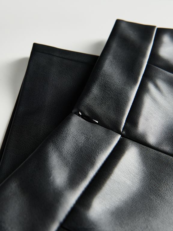 negru Reserved femei îmbrăcăminte fusta din imitatie de piele 648HZ831