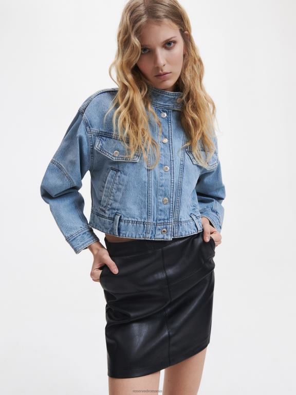 negru Reserved femei îmbrăcăminte fusta din imitatie de piele 648HZ838