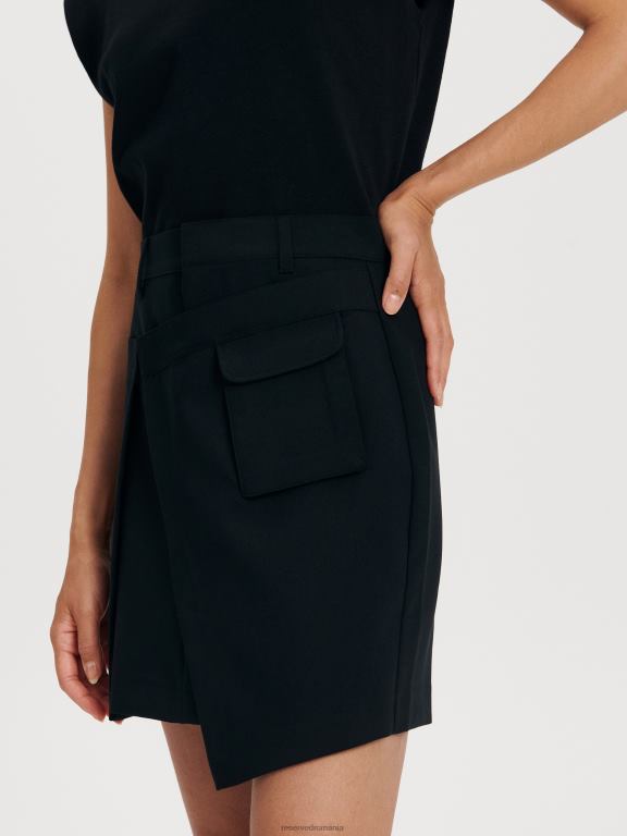 negru Reserved femei îmbrăcăminte fusta mini asimetrica 648HZ62