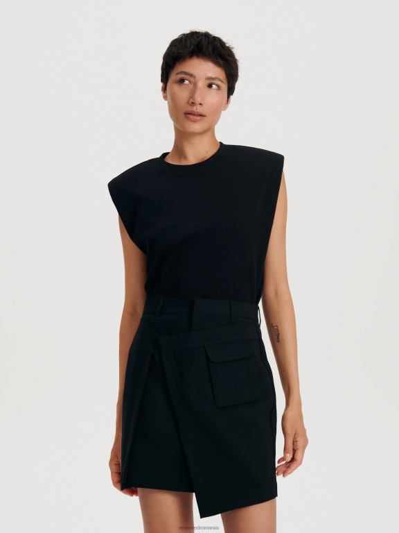 negru Reserved femei îmbrăcăminte fusta mini asimetrica 648HZ62