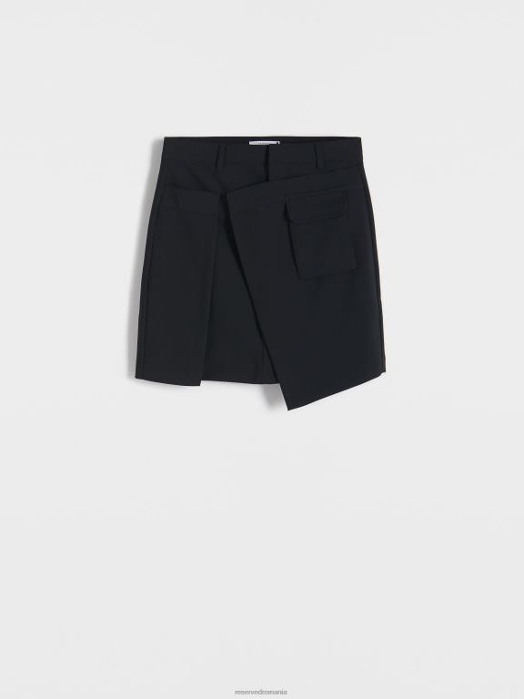 negru Reserved femei îmbrăcăminte fusta mini asimetrica 648HZ62