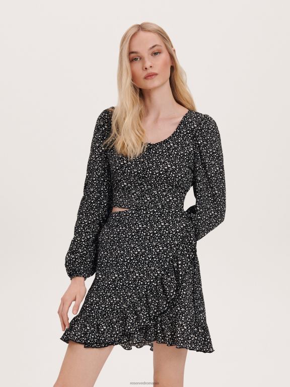 negru Reserved femei îmbrăcăminte fusta mini cu volane 648HZ859