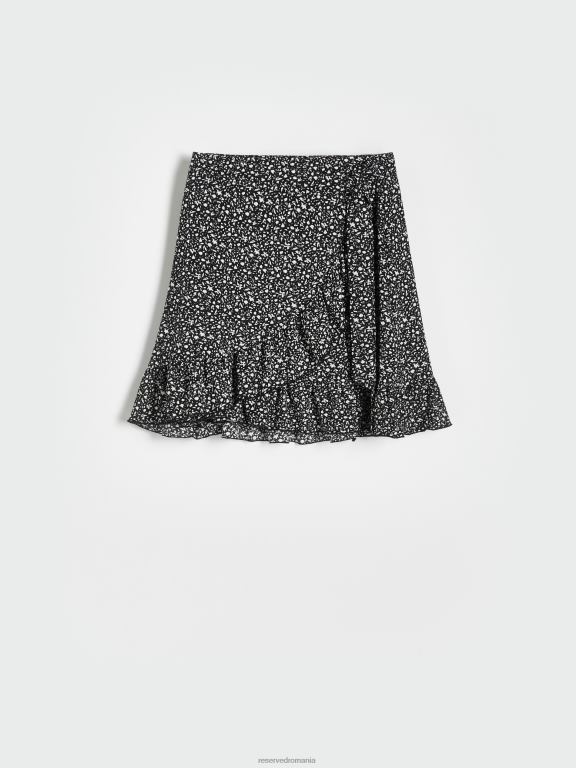 negru Reserved femei îmbrăcăminte fusta mini cu volane 648HZ859