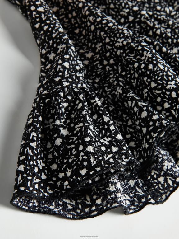 negru Reserved femei îmbrăcăminte fusta mini cu volane 648HZ859