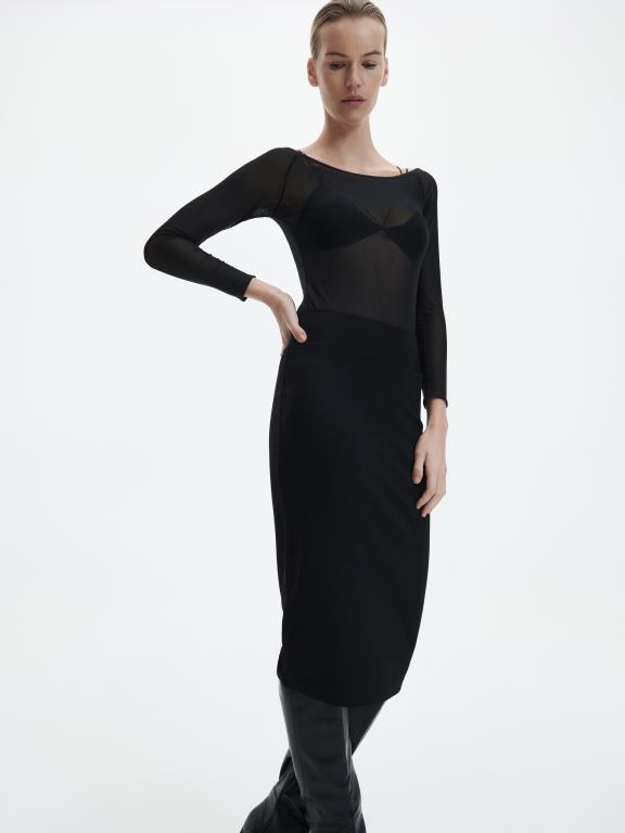 negru Reserved femei îmbrăcăminte fustă creion 648HZ847