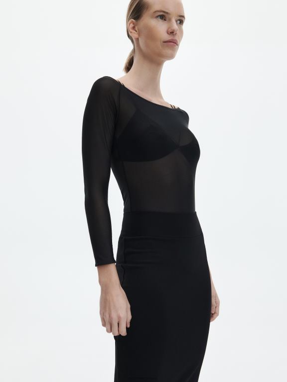 negru Reserved femei îmbrăcăminte fustă creion 648HZ847