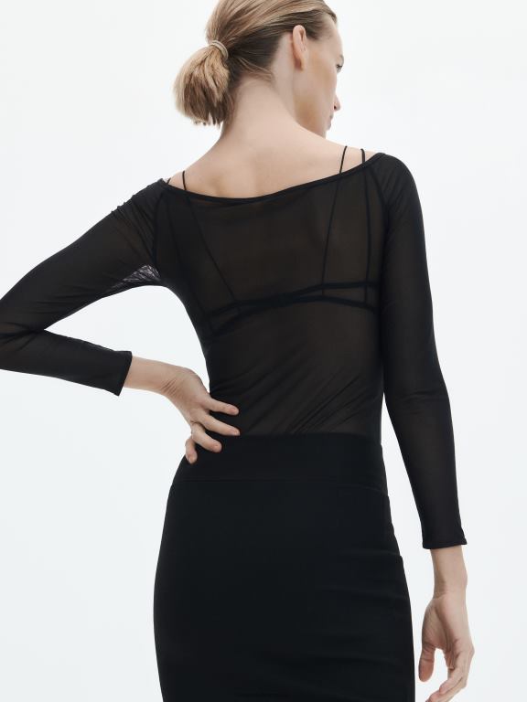 negru Reserved femei îmbrăcăminte fustă creion 648HZ847