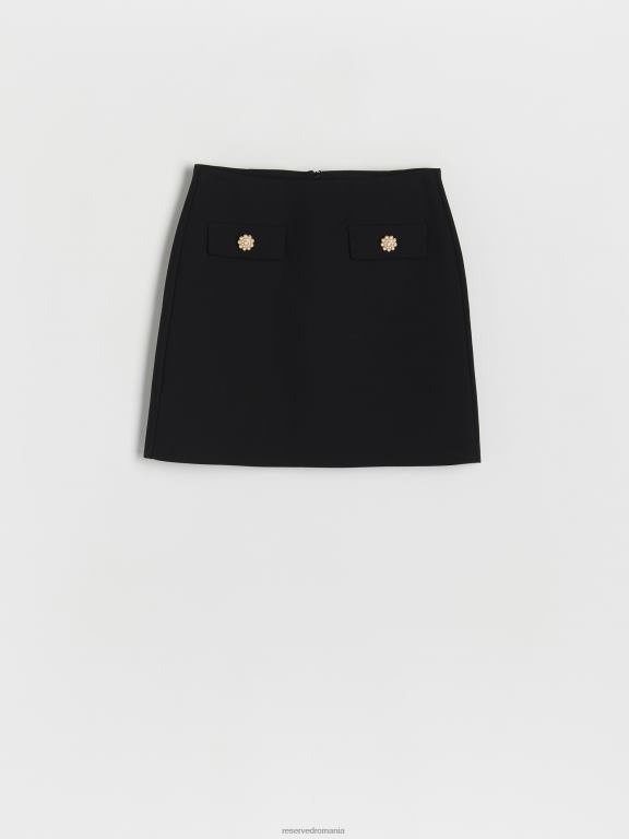 negru Reserved femei îmbrăcăminte fustă mini 648HZ857