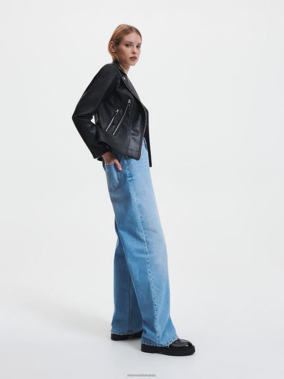 negru Reserved femei îmbrăcăminte geacă de motociclist din imitație de piele 648HZ546