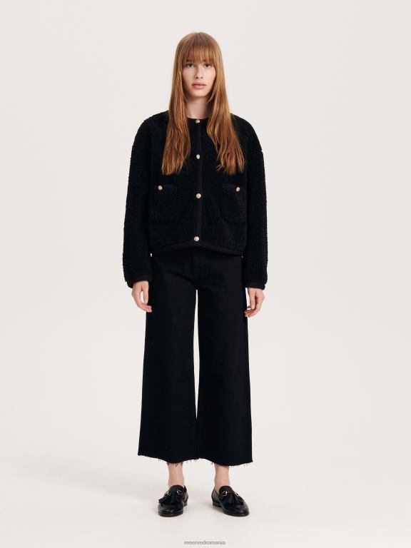 negru Reserved femei îmbrăcăminte jachetă din faux shearling 648HZ887