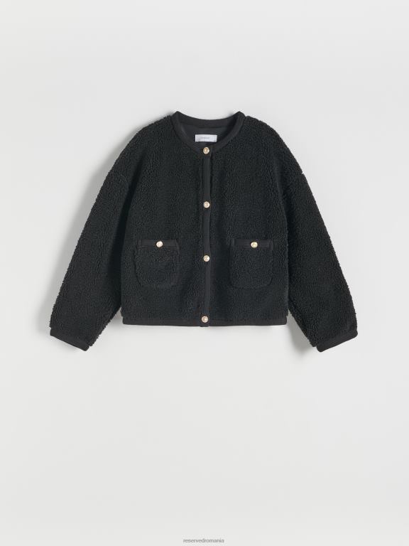 negru Reserved femei îmbrăcăminte jachetă din faux shearling 648HZ887