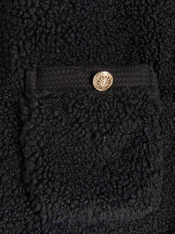 negru Reserved femei îmbrăcăminte jachetă din faux shearling 648HZ887