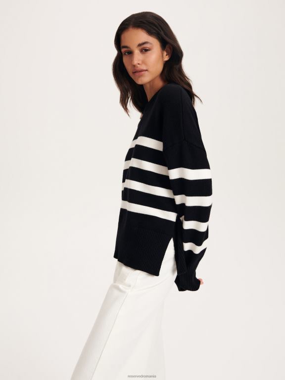negru Reserved femei îmbrăcăminte jumper cu dungi 648HZ909