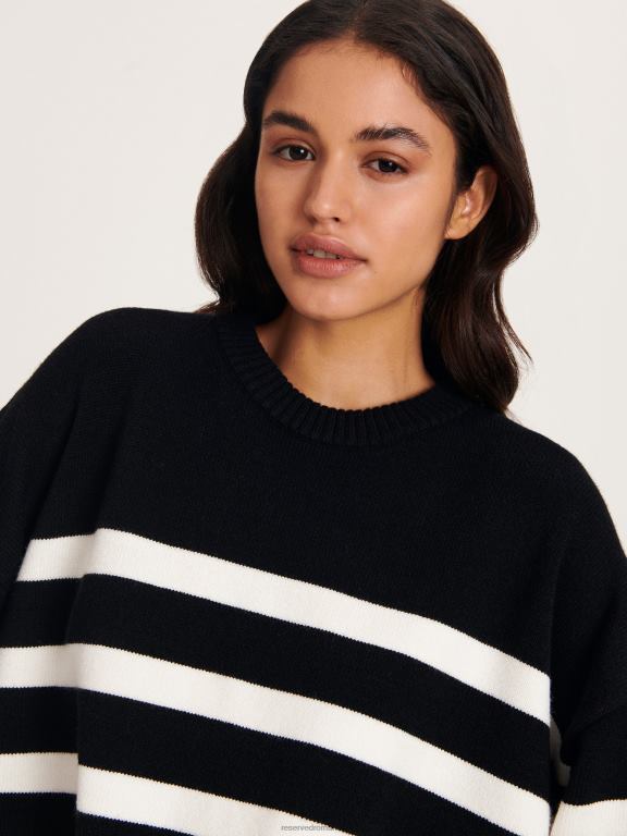 negru Reserved femei îmbrăcăminte jumper cu dungi 648HZ909
