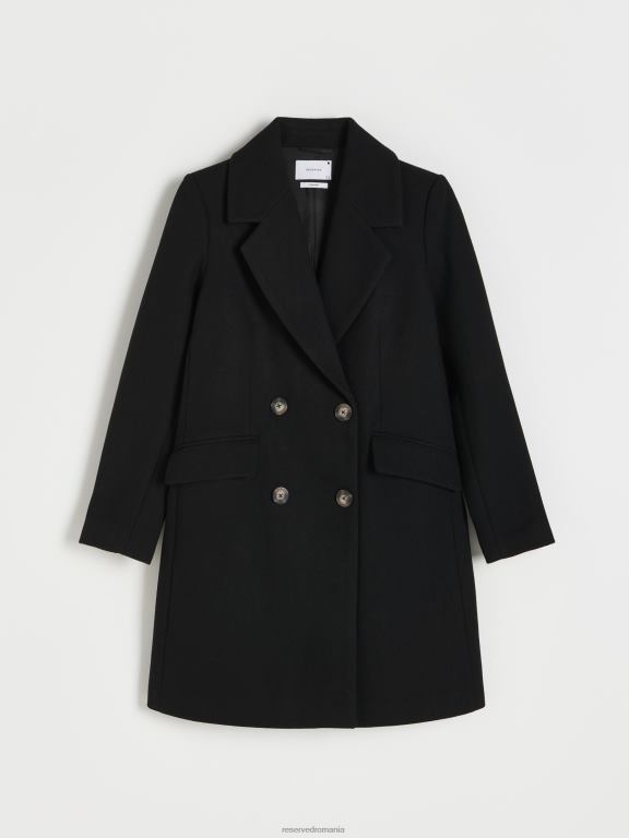 negru Reserved femei îmbrăcăminte palton din amestec de lână 648HZ899