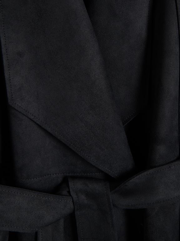 negru Reserved femei îmbrăcăminte palton din piele intoarsa artificiala 648HZ90