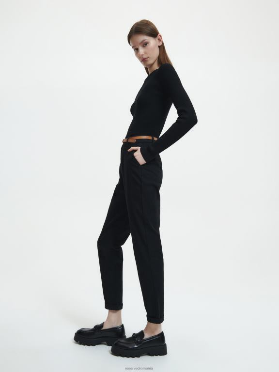 negru Reserved femei îmbrăcăminte pantaloni chino cu centura 648HZ651