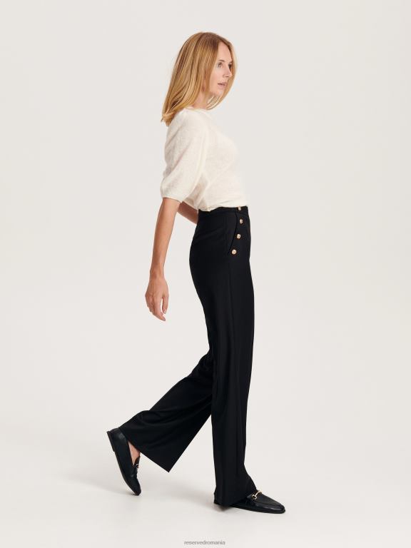 negru Reserved femei îmbrăcăminte pantaloni cu nasturi ornamentali 648HZ626