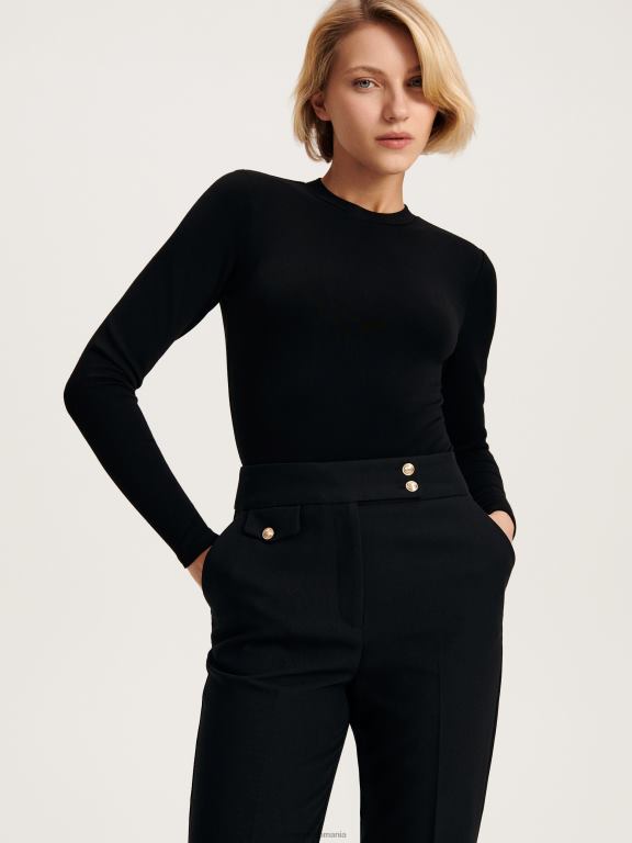 negru Reserved femei îmbrăcăminte pantaloni cu pliu presat 648HZ618