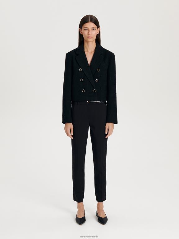 negru Reserved femei îmbrăcăminte pantaloni de tigara cu centura 648HZ659