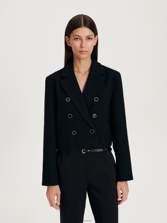 negru Reserved femei îmbrăcăminte pantaloni de tigara cu centura 648HZ659