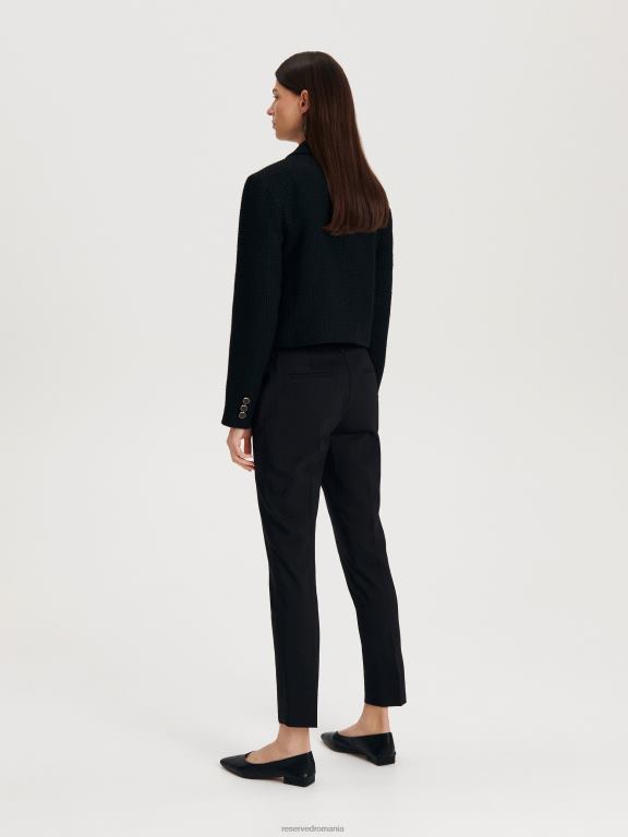 negru Reserved femei îmbrăcăminte pantaloni de tigara cu centura 648HZ659
