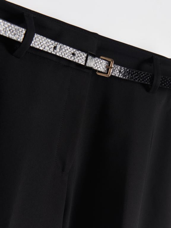 negru Reserved femei îmbrăcăminte pantaloni de tigara cu centura 648HZ659