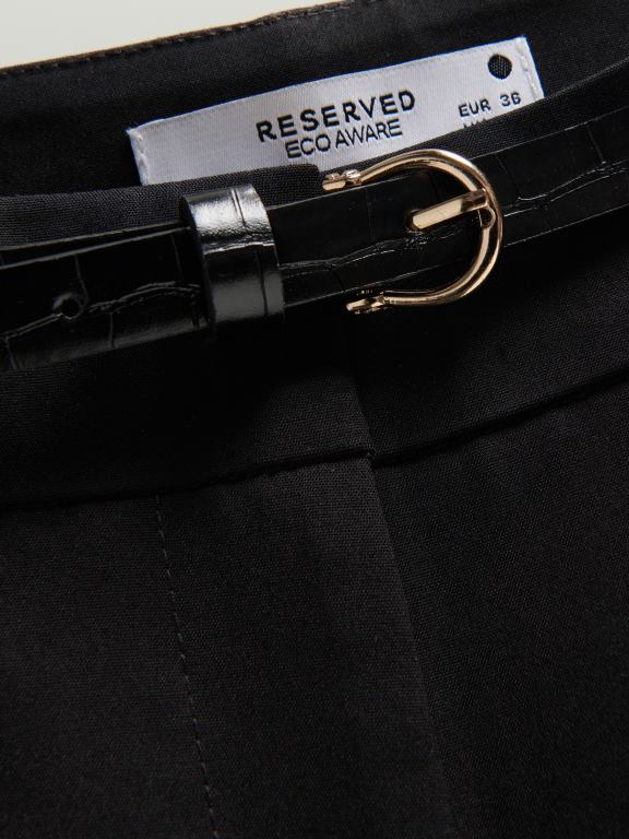 negru Reserved femei îmbrăcăminte pantaloni de tigara cu centura 648HZ676