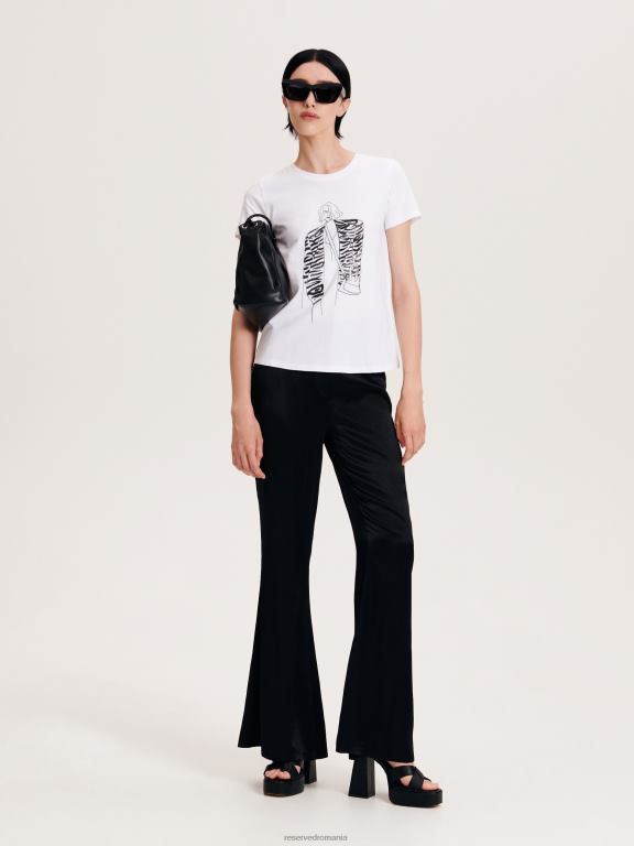 negru Reserved femei îmbrăcăminte pantaloni evazați din satin 648HZ720