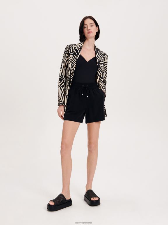 negru Reserved femei îmbrăcăminte pantaloni scurți din viscoză 648HZ577