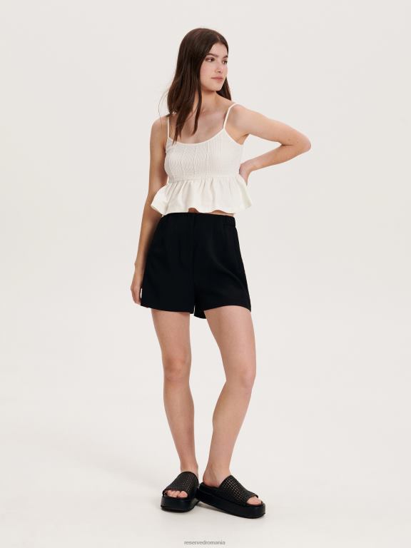 negru Reserved femei îmbrăcăminte pantaloni scurți simpli 648HZ585