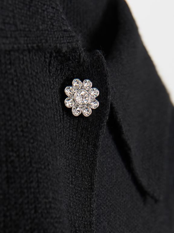 negru Reserved femei îmbrăcăminte pulover cu nasturi decorativi 648HZ915