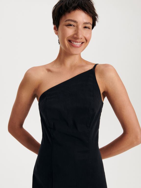 negru Reserved femei îmbrăcăminte rochie cu un singur umăr 648HZ17