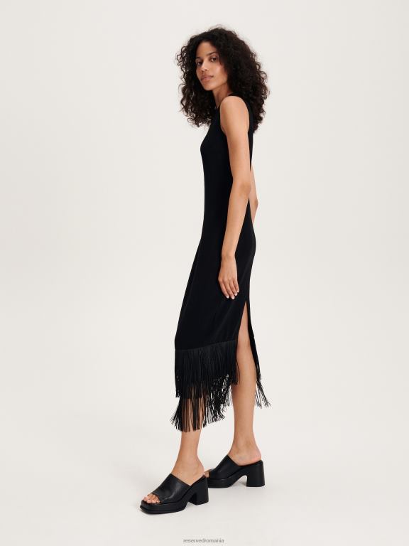 negru Reserved femei îmbrăcăminte rochie din vascoza 648HZ52