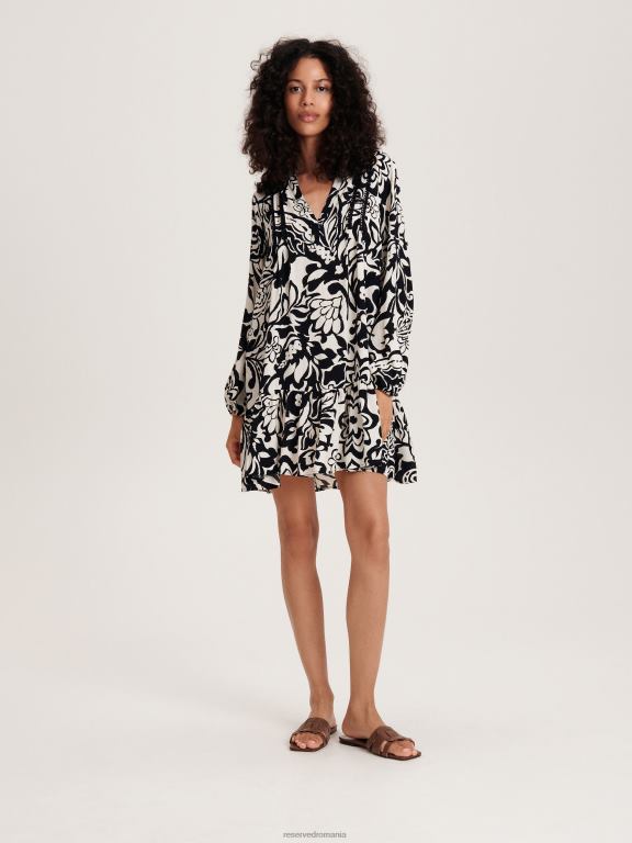 negru Reserved femei îmbrăcăminte rochie din vascoza 648HZ88