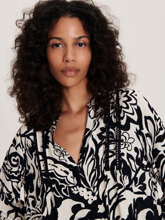 negru Reserved femei îmbrăcăminte rochie din vascoza 648HZ88