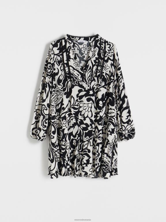 negru Reserved femei îmbrăcăminte rochie din vascoza 648HZ88