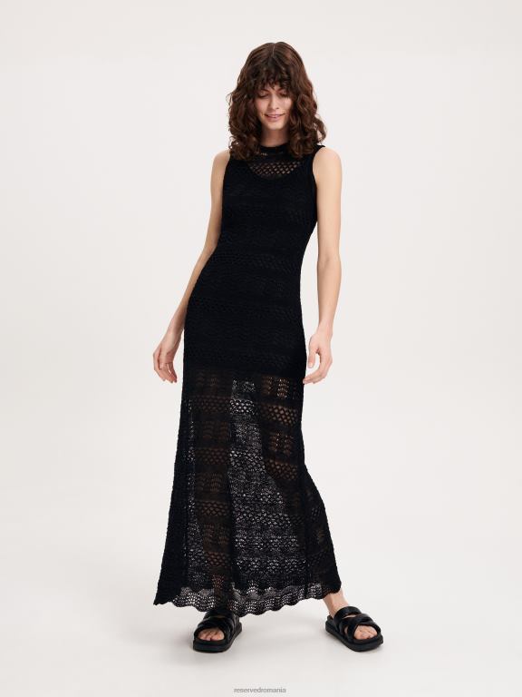 negru Reserved femei îmbrăcăminte rochie maxi ajurata 648HZ935