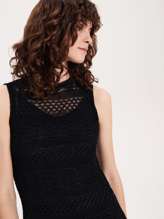 negru Reserved femei îmbrăcăminte rochie maxi ajurata 648HZ935