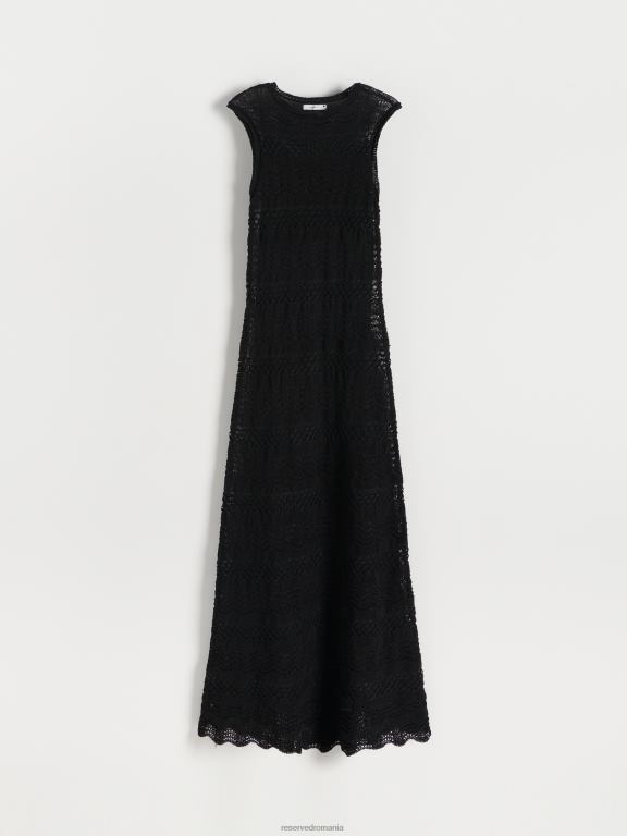 negru Reserved femei îmbrăcăminte rochie maxi ajurata 648HZ935