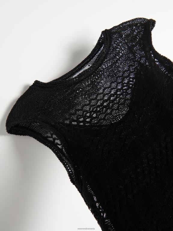 negru Reserved femei îmbrăcăminte rochie maxi ajurata 648HZ935