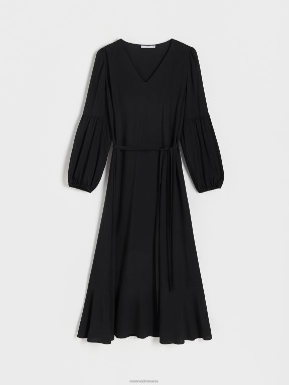negru Reserved femei îmbrăcăminte rochie maxi bogata in vascoza 648HZ42